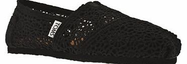 womens toms black classic crochet flats