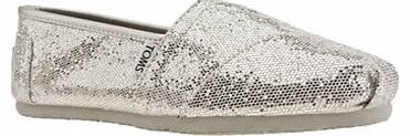 Toms womens toms silver classic ii glitter flats