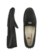 Tonino Lamborghini Mens Black Leather Driver Shoes