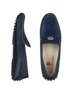 Mens Blue Leather Driver Shoes