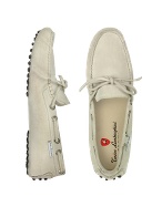 Tonino Lamborghini Mens Cream Suede Driver Shoes