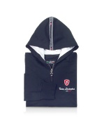 Tonino Lamborghini Mens Dark Blue Signature Cotton Zip Hoodie