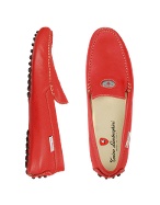 Tonino Lamborghini Mens Red Leather Driver Shoes