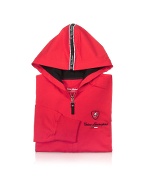 Tonino Lamborghini Mens Red Signature Cotton Zip Hoodie