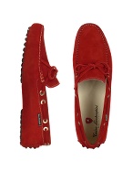 Tonino Lamborghini Mens Red Suede Driver Shoes