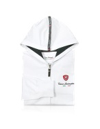 Tonino Lamborghini Mens White Signature Cotton Zip Hoodie