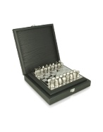 Tonino Lamborghini Silver Collection - Logo Chess Set in Wooden Box