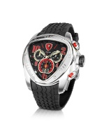 Tonino Lamborghini Spyder - Black and Red Rubber Strap Chronograph Watch