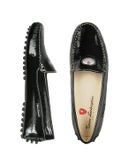 Tonino Lamborghini Womens Black Patent Leather Driver Shoes