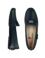 Tonino Lamborghini Womens Dark Blue Leather Driver Shoes