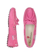 Womens Hot Pink Suede Driver Shoes