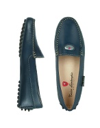 Tonino Lamborghini Womens Navy Blue Leather Driver Shoes