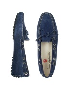 Tonino Lamborghini Womens Navy Blue Suede Driver Shoes