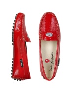 Tonino Lamborghini Womens Red Patent Leather Driver Shoes