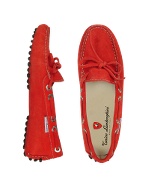 Womens Red Suede Driver Shoes