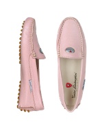 Tonino Lamborghini Womens Silverized Pink Leather Driver Shoes