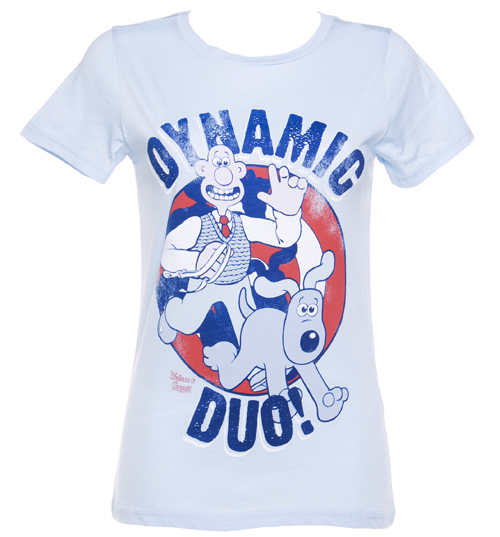 Too Late To Dye Young Ladies Wallace and Gromit Dynamic Duo T-Shirt
