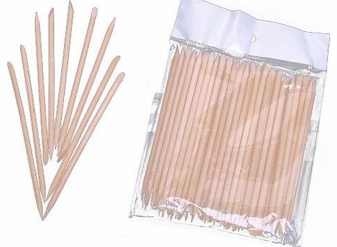 TOOGOO(R) 100pcs Nail Art Design Orange Wood Stick Cuticle Pusher Remover Manicure Care