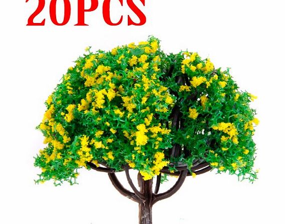 TOOGOO(R) 20pcs 2.8 inch Scenery Landscape Train Model Trees w/ Yellow Flowers - Scale 1/100