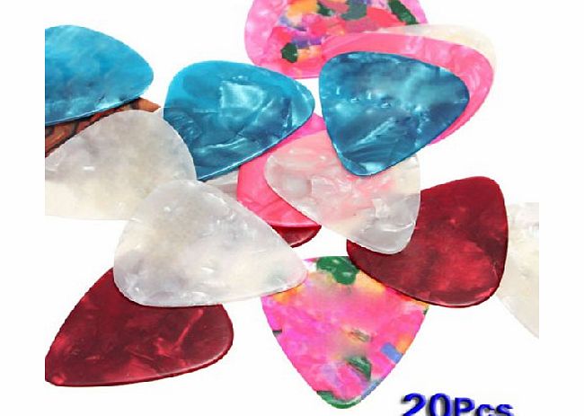TOOGOO(R) 20pcs Electric Acoustic Bass Celluloid Guitar Picks Marbled Assorted