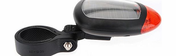 TOOGOO(R) Bike Bicycle Solar Powered Rear Back Safety Light 3 Function LED Tail Lamp-Red