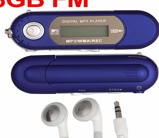 TOOGOO(R) Blue 8GB LCD Mini MP3 WMA Player FM Radio USB Flash Drive