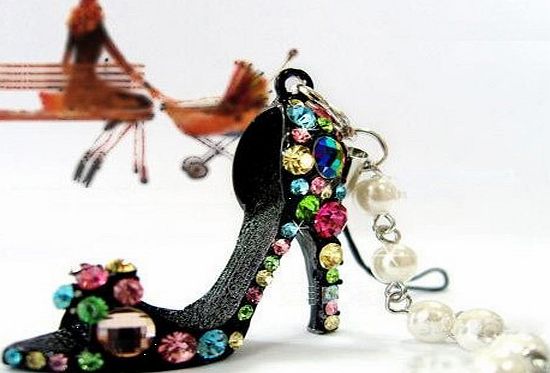 Crystal Rhinestone Diamante High Heel Shoe Decoration Chain for Phone Car Bag Key Ring keychain Charm Gift - Perfect for Women Ladies Girls Phone Key Bag