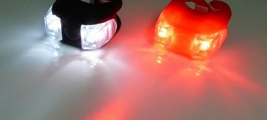 LED Clip-On Silicon Band Bicycle Lights - Black+red