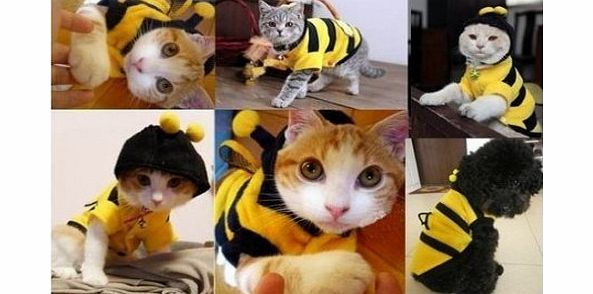 TOOGOO(R) Small Bumblebee Dog Cat Puppy Halloween Costume Clothes Pet Apparel Bumble Bee Dress Up Pet Coat Hoodie - Pet Supplies by Accessorybee