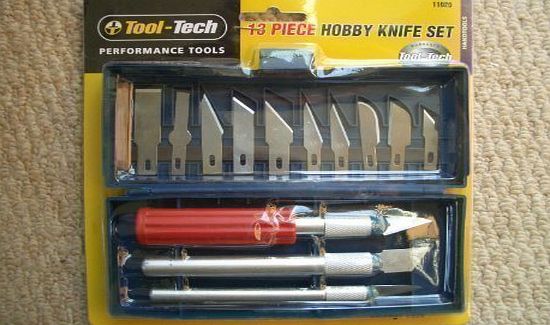 Tool Tech 13 Piece Hobby Craft Knife Set with Storage Case