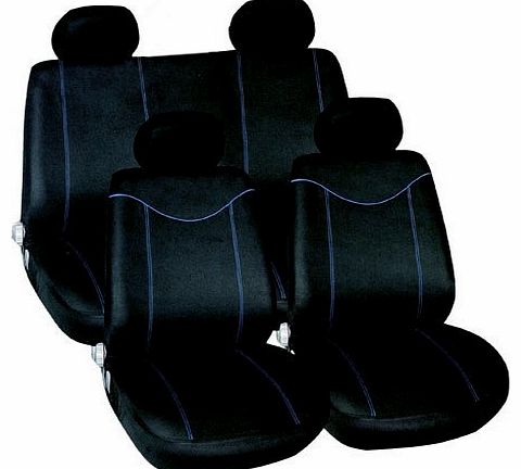Tooltime Black with Blue Trim Racing Style Car Seat Cover Set
