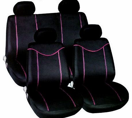 Black with Pink Trim Racing Style Car Seat Cover Set