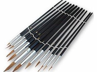Toolzone 12 Piece Pointed Artist Brush Set