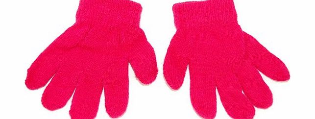 Top Brand Baby toddler magic knitted gloves. Available in 6 colours; black, hot pink, navy blue, pale blue, red and winter white. (Hot Pink)