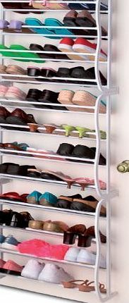 Top Home Solutions 36 Pair Over The Door Hanging Shelf Shoe Rack Storage Stand Organiser Holder Hook