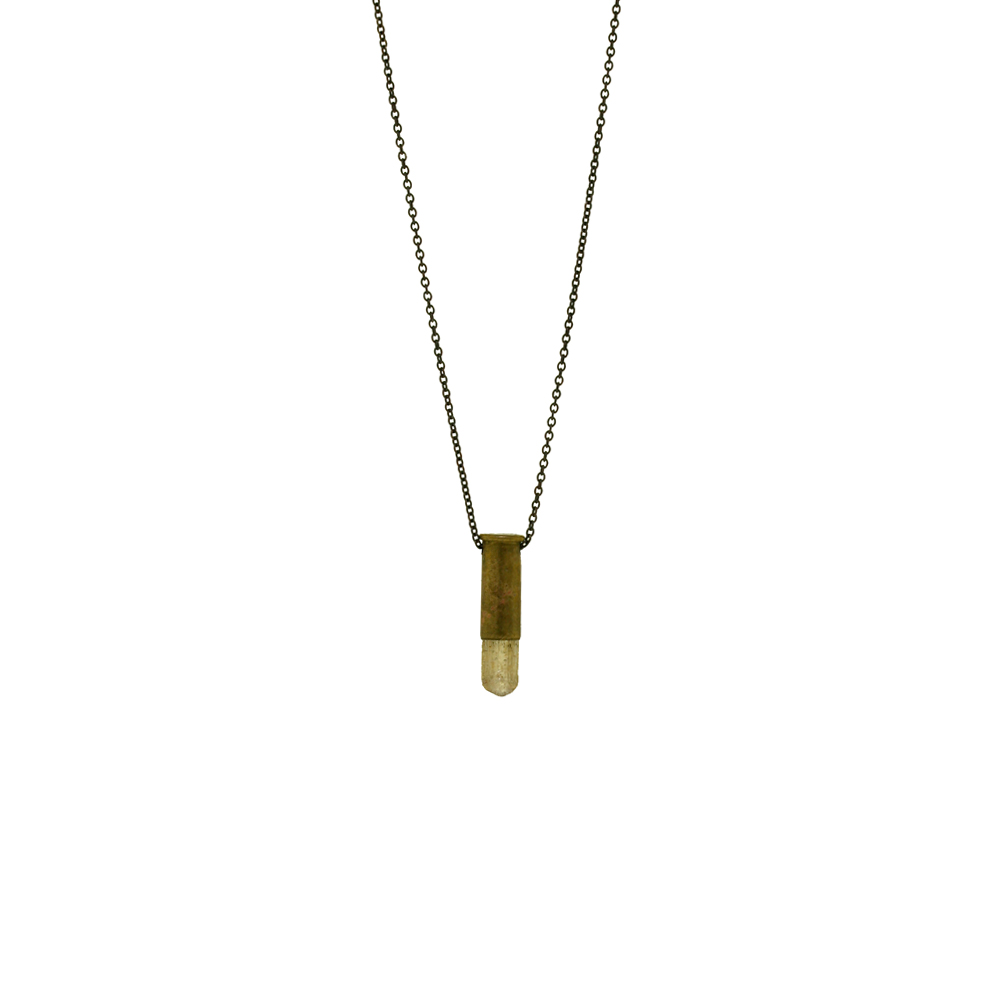 Topaz Bullet Necklace - Oxidised Silver