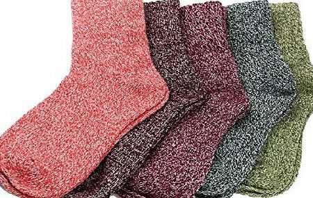 TOPMOOM Colorful Stripe Warm Wool Blend Knited Hold-up Boot Ankle Socks