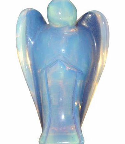 BEAUTIFUL OPALITE POCKET ANGEL 4.5CM, CRYSTAL ENERGY HEALING, GUARDIAN ANGEL MINI FIGURINE STATUTE ORNAMENT 4.5CM, LUCKY CHARM. EARTH THERAPYTM **COMES IN GOLDPOUCH WITH FREE ANGEL POEM CARD**, CHAKRA