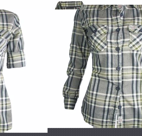 TopsandDresses Ladies Checked Shirts Fitted Check Blouses GREY UK 6 EU 34