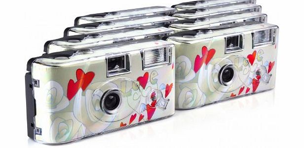 TopShot Flying Hearts Disposable Camera 27 Photos Flash 8 Pack