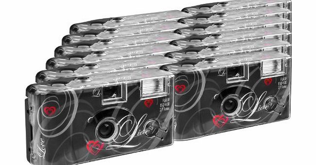 TopShot Love Black Disposable Camera 27 Photos Flash 12 Pack