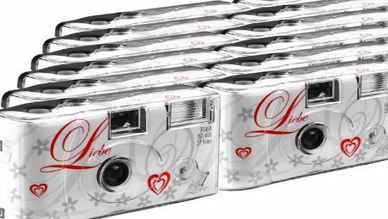 TopShot Love Disposable Cameras 27 Photos Flash 12-Pack White