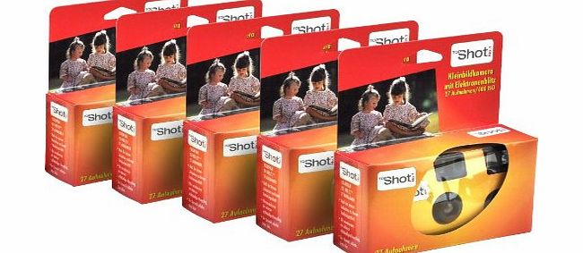 TopShot Single Use Cameras with 27 Photos and Built-In Flash Pack of 5
