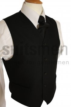 Torre Mens Black Herringbone Waistcoat