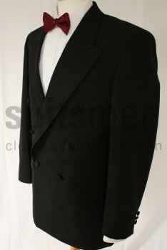 Mens Double Breasted Satin Peak Lapel