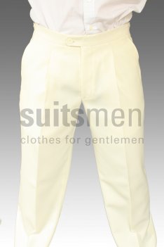 Torre Mens Single Pleat Cream Trousers