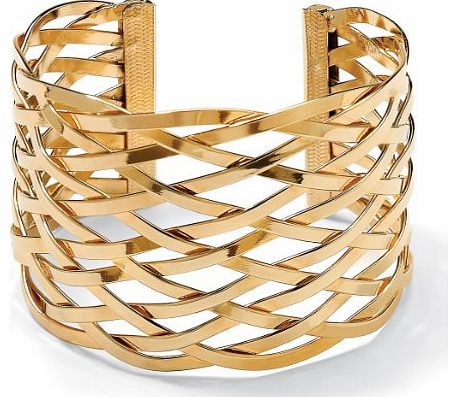 Toscana Lattice Cuff Bracelet in Yellow Gold Tone