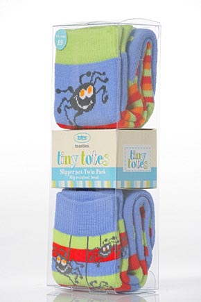 Boys Toddler 2 Pair Totes Bugs Toasties Slipper Sox Bright Blue