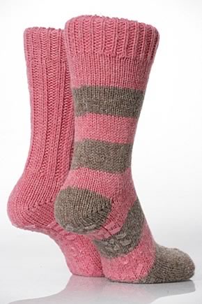 Totes Ladies 2 Pair Totes Naturals Wool Blend Slipper Socks In 2 Colours Rose Pink