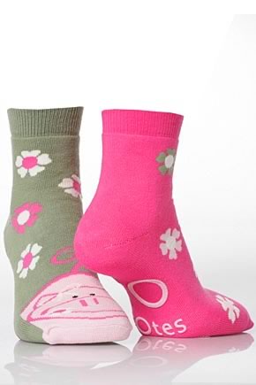 Ladies 2 Pair Totes Novelty Animal Slipper Socks In 3 Colours Purple
